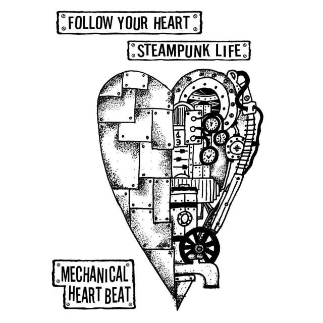 WTKAT04 Mixed Media Stamp 15 x 20 Mechanical Heart