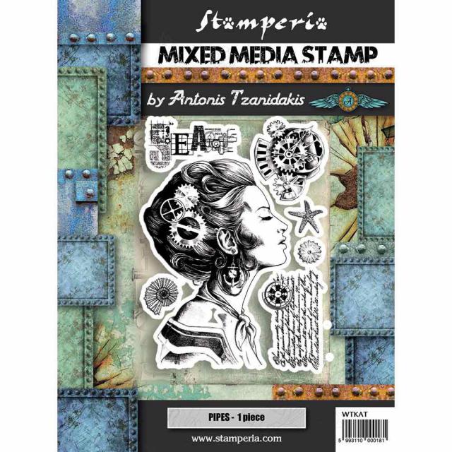 WTKAT09 Mixed Media Stamp 15 x 20 Sea World Lady