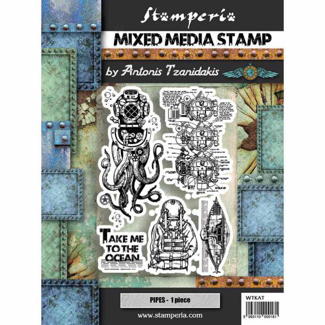 WTKAT12 Mixed Media Stamp 15 x 20 Sea World Octopus