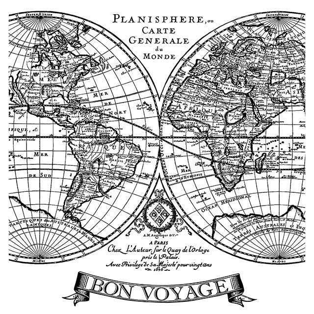 WTKCC154 HD Natural Rubber Stamp 10x10 Voyages Fantastiques