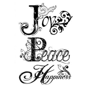 WTKCC42 HD Natural Rubber Stamp 7x11 Joy, Peace, Happiness