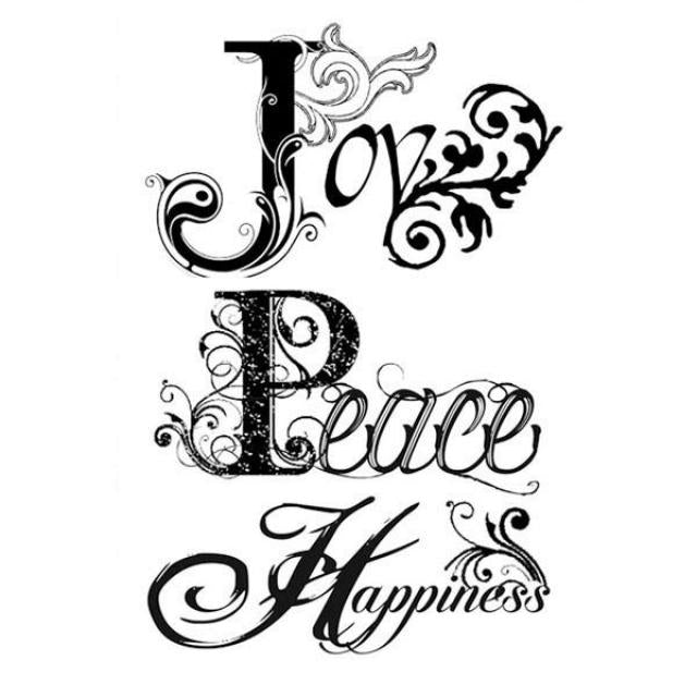 WTKCC42 HD Natural Rubber Stamp 7x11 Joy, Peace, Happiness
