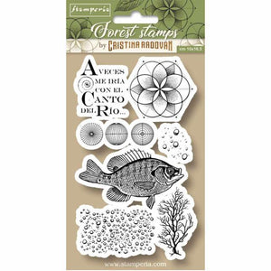 WTKCCR09 HD Natural Rubber Stamp 10x16.5 Forest Fish